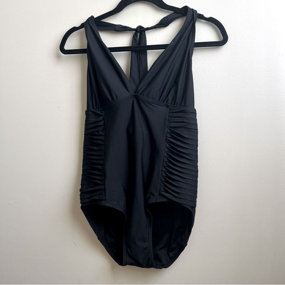 Calvin Klein One Piece Bathing Suit halter swim Black Size 10